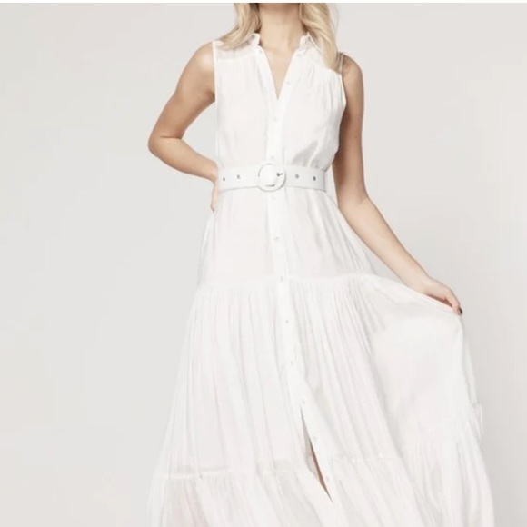 elliatt gaily white sleevless tiered button down long maxi shirt dress size XS - Picture 8 of 8